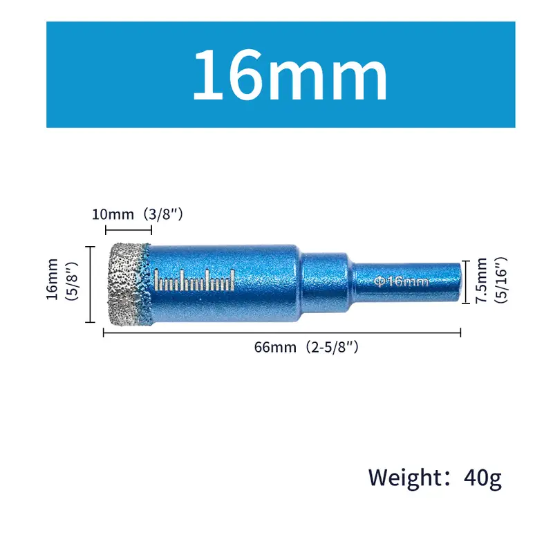 Diamond Brazed Dry Drilling Bit Porcelain Cup Saw Ceramic Marble Granite Tile Hole Opener Hole Saw Cutter 1Pc 5-16mm Round Shank - Image 15