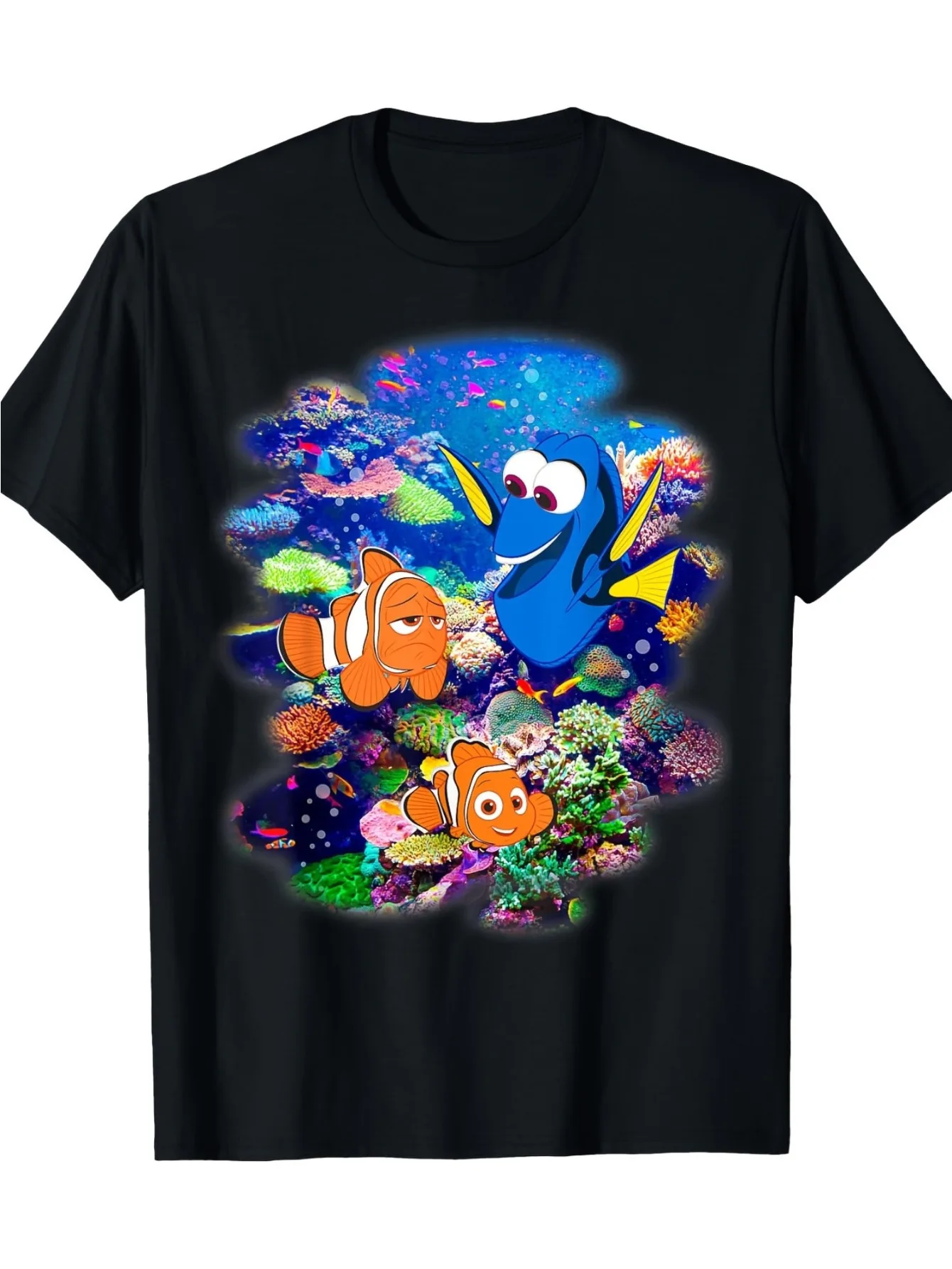 

Disney Pixar "Finding Nemo" Men's and Women's Cotton T-shirts - Colorful Rainbow Reef Short Sleeves