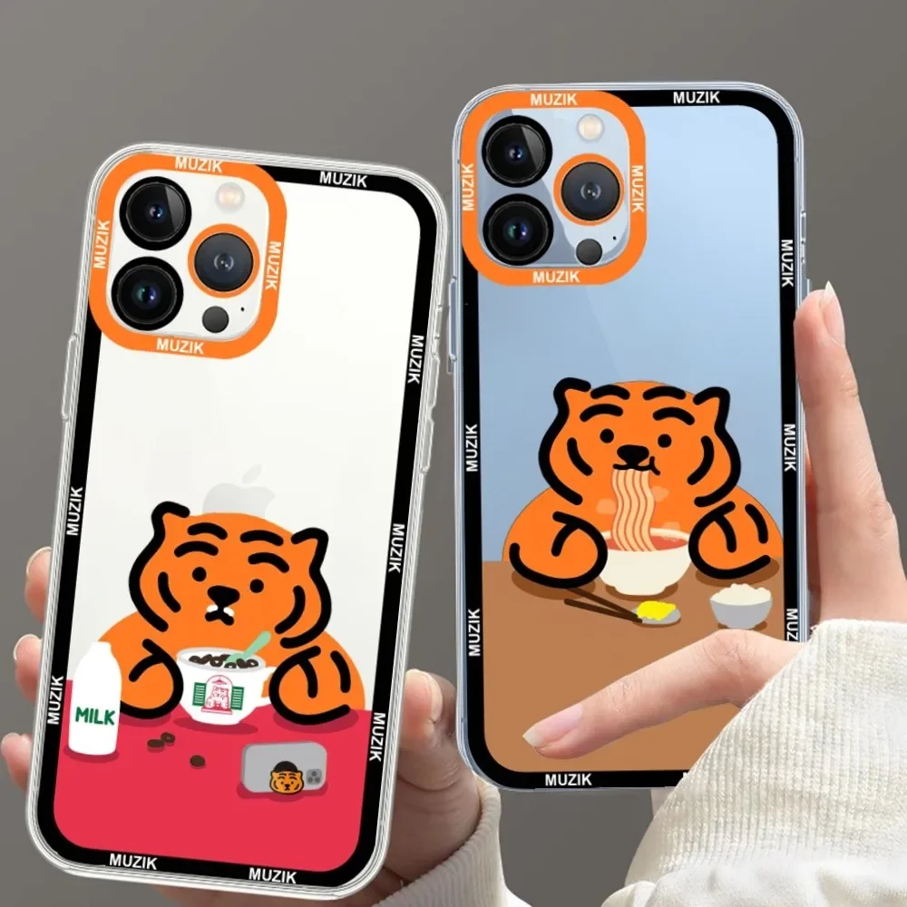 M-MUZIK T-TIGER Phone Case For Samsung S20 S21 S22 S23 Ultra Plus S10 Transparent Border Shell