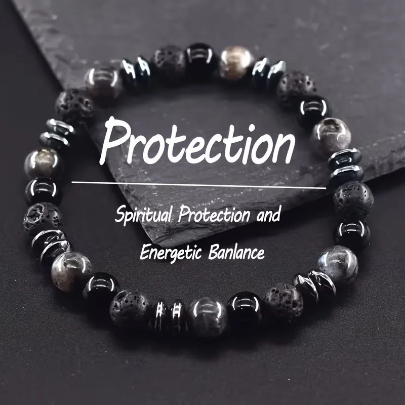 

1pc Handmade Bohemian Marble Black Gray Stone - December Birthstone, Unisex Spiritual Charms Jewelry, Couple Gift, Christmas