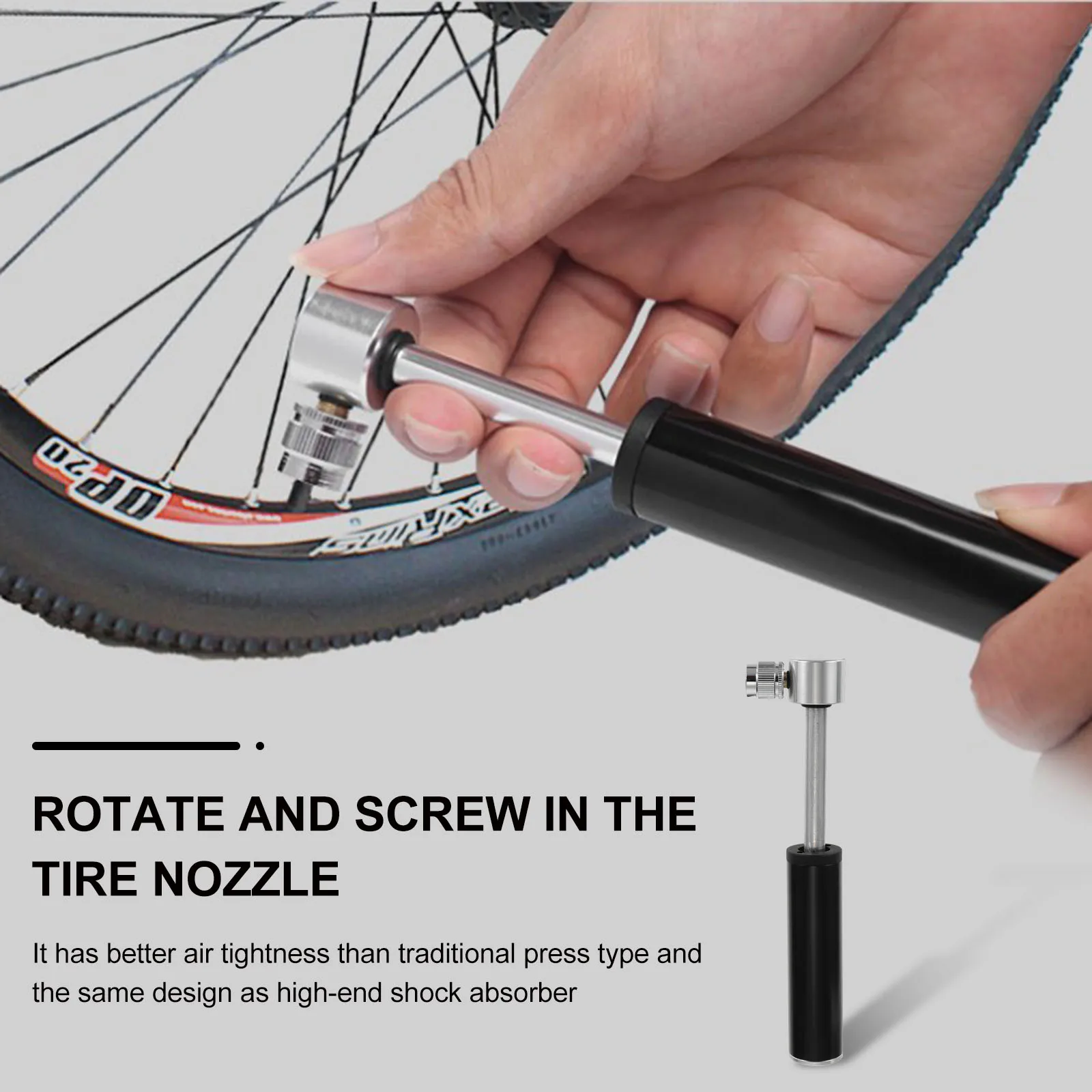 

Portable Bike Tire Inflator 120PSI High Pressure Manual Pump Mini Air Pump for Tires Basketball Football Aluminum for Bicycle