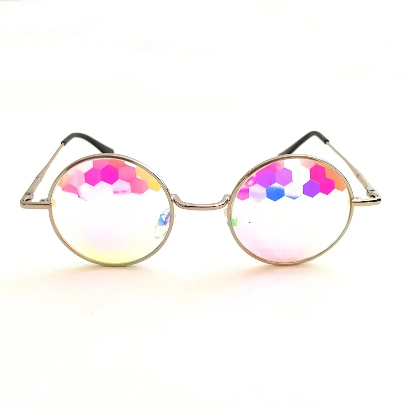 

NEW 45mm Round Metal Frame Bee Eyes Kaleidoscope Glasses