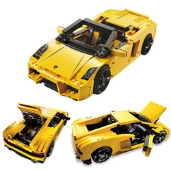New City Yellow Sports Car Gallardo LP 560-4 Building Blocks Model 741pcs Racing Bricks Assembling Toys for Children Gift 8169
