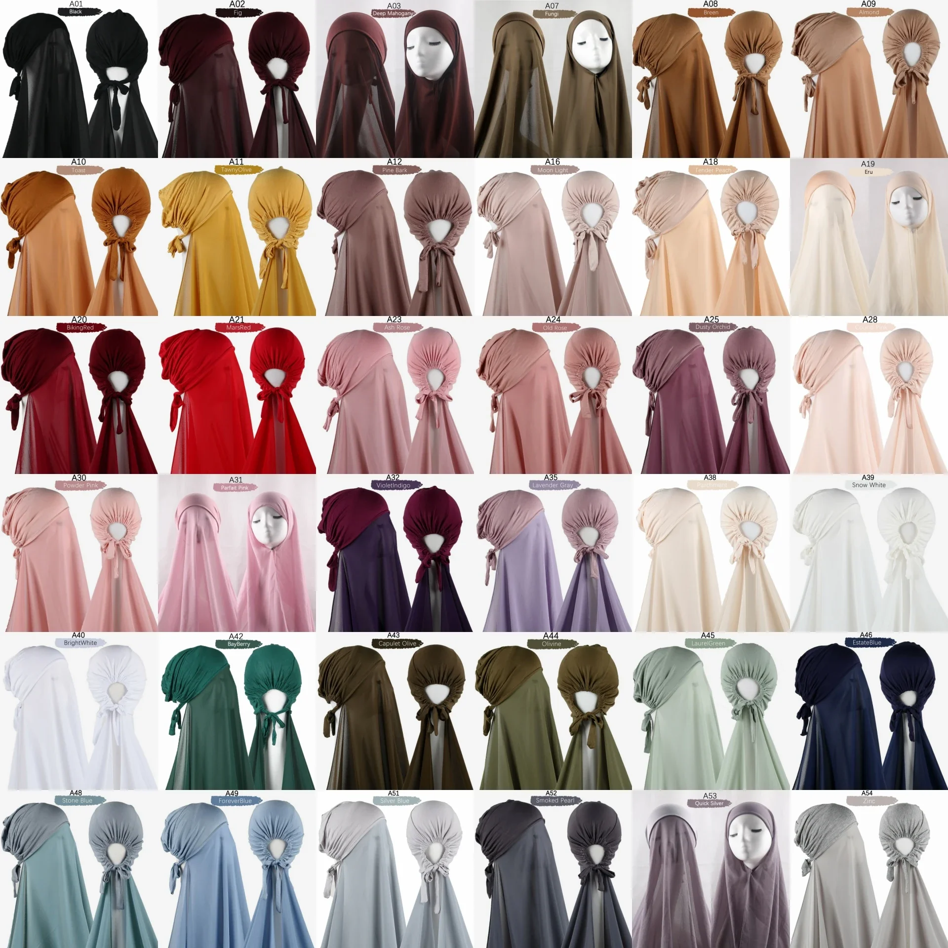 Plain Chiffon Shawl With Jersey Underscarf Cap Islam Inner Scarf Headband Stretch Hijab Cover Headwrap Turbante