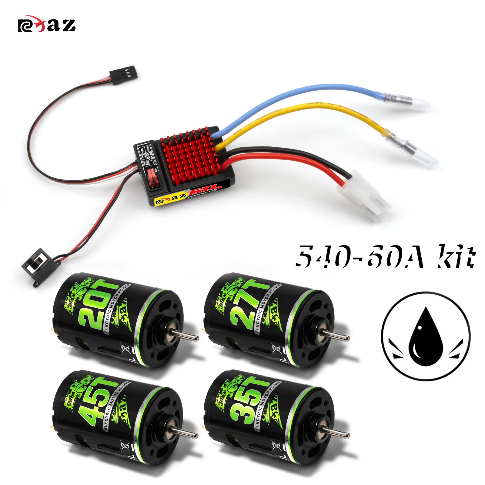 

Матовый комплект RCXAZ, набор скоростей 540, двигатель 10T-80T 60A ESC, подходит для 1/10 внедорожных радиоуправляемых машин Traxxas TRX4 Axial SCX10