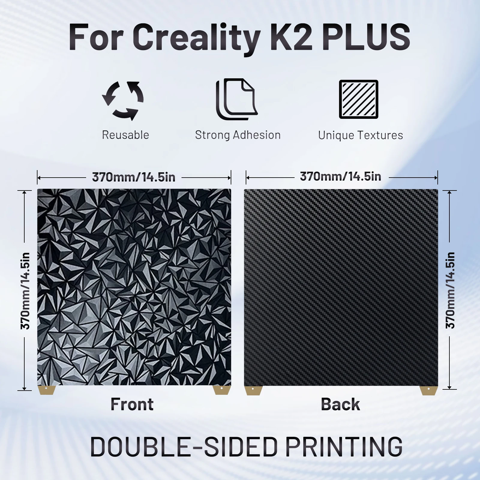 

Для Creality K2 PLUS сборная пластина Smooth PEO PET 370x370 мм Пружинный стальной лист Для Creality k2 plus Combo peo pet Heat Bed