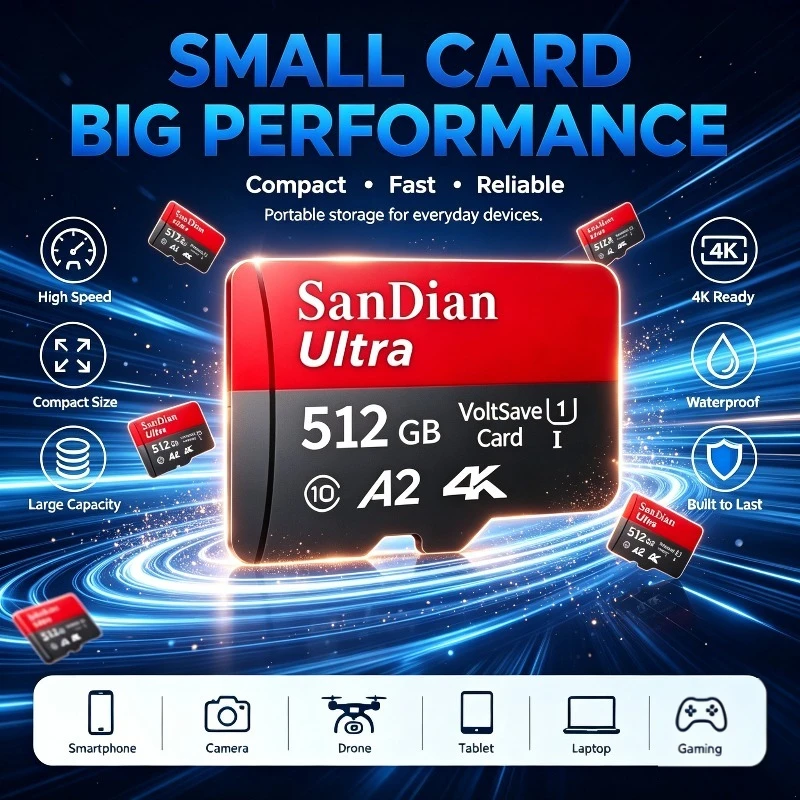 Micro TF/ SD Card Class 10 High Speed Memory Cards Stable Performance 128GB 256GB SD Memory Card for Phones/Digital Camera/MP3
