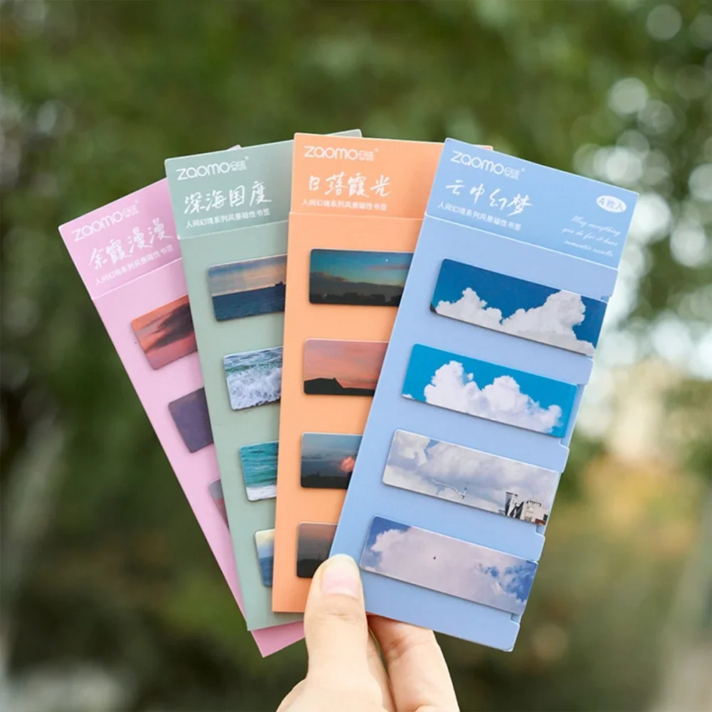 6 gaya 4 buah/set Kreatif bookmark magnetik awan fantasi penanda halaman Magnet Retro sastra membaca Marker