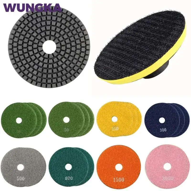 19 pcs Flexible diamond polishing pads buffing sanding tool disc wheel granite concrete wet for sander drills Floppy Disks