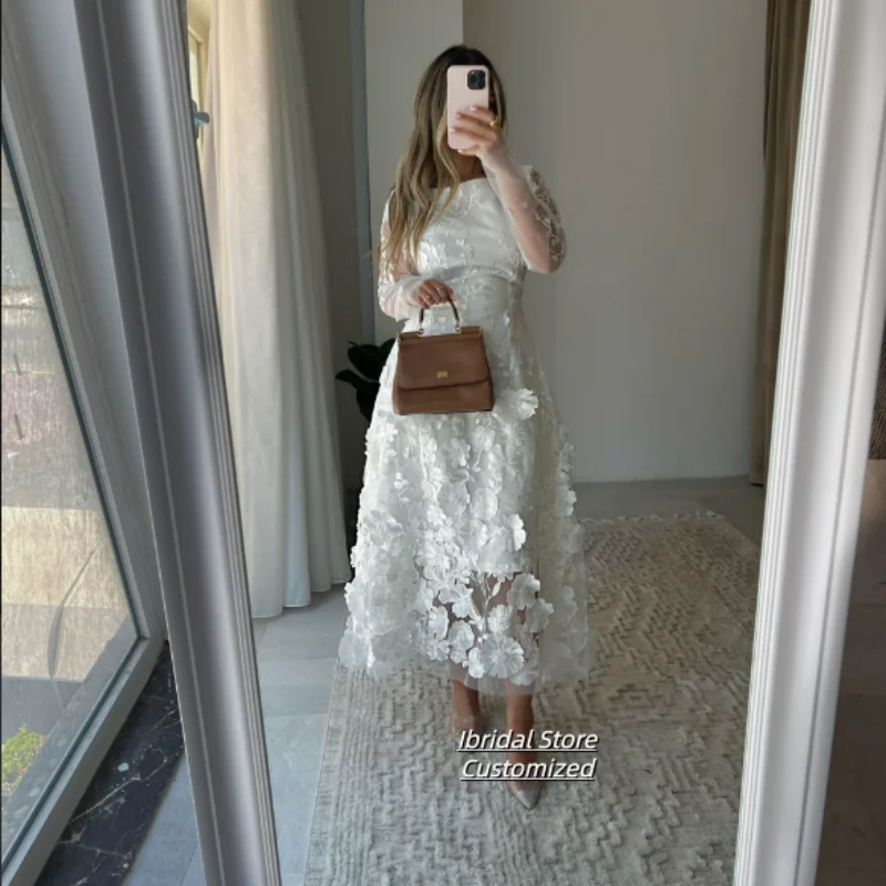 

Customized Exquisite Flower Beading Ruched Evening Dress A-line O-Neck Midi Dresses Celebrity Dresses Retro Elegant