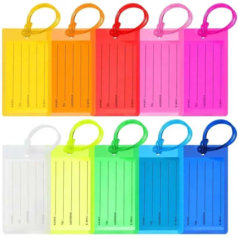 

Transparent Luggage Tags Rainbow Colorful Flexible Suitcases Tags Waterproof Name ID Labels Luggage for Travel Accessories