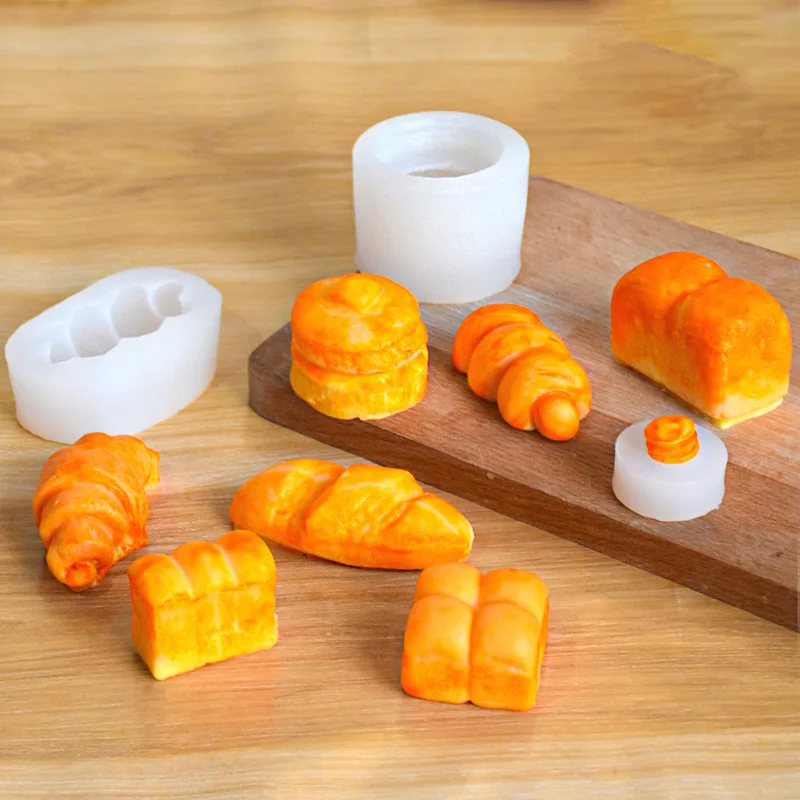 Muffin Bread Kneading And Silicone Mold Flipping Sugar Cake Decoration Diy Toast Croissant Bread Fragrance Candle Mold