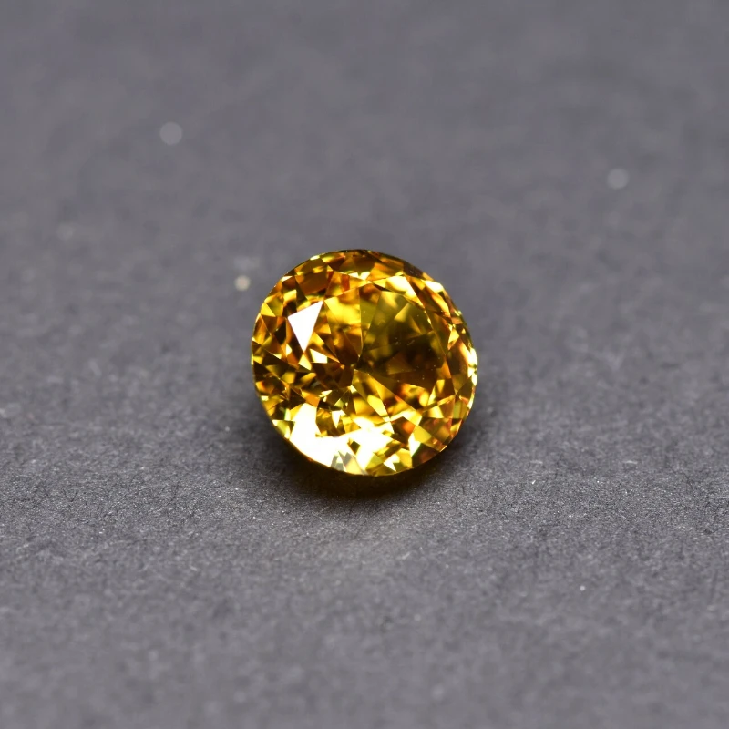 Synthetischer Edelstein Top Crushed Ice Cut Kubischer Zirkonia Runde Form Goldgelbe Farbe 4K Schliff 5A+ Qualität für Schmuckherstellung – Detail 4