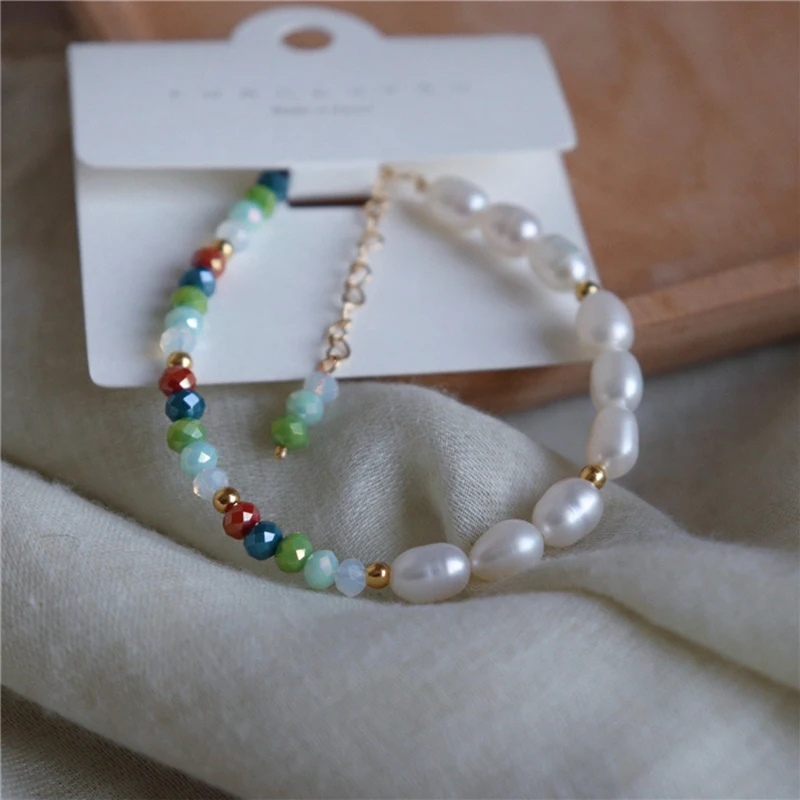 

Женский браслет-цепочка с металлическими бусинами и пресноводным жемчугом