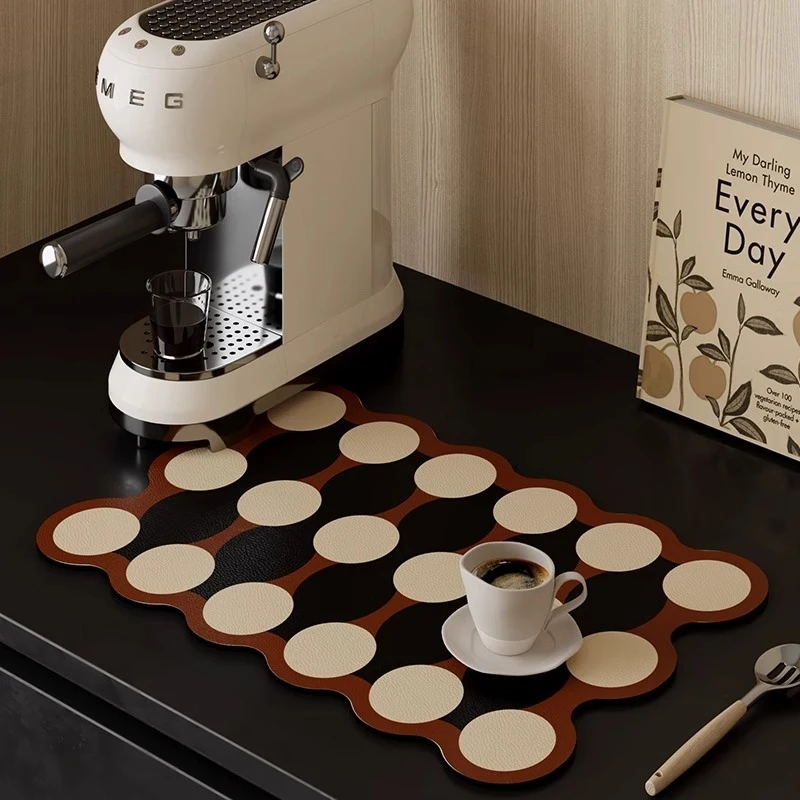 Retro And Mid-Style Kitchen Countertop Absorbent Pad, Heat-Resistant And Heat-Insulating Coffee Machine Pad, Tableware Pad
