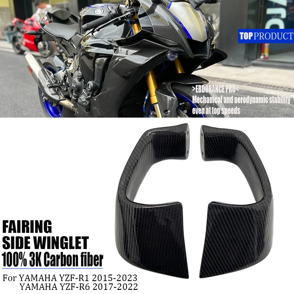 

Motorcycle 100% 3K carbon fiber fixed wing suitable for Yamaha YZF-R1 R1M 2015-2023 YZF-R6 2017-2022 spoiler side wing blades