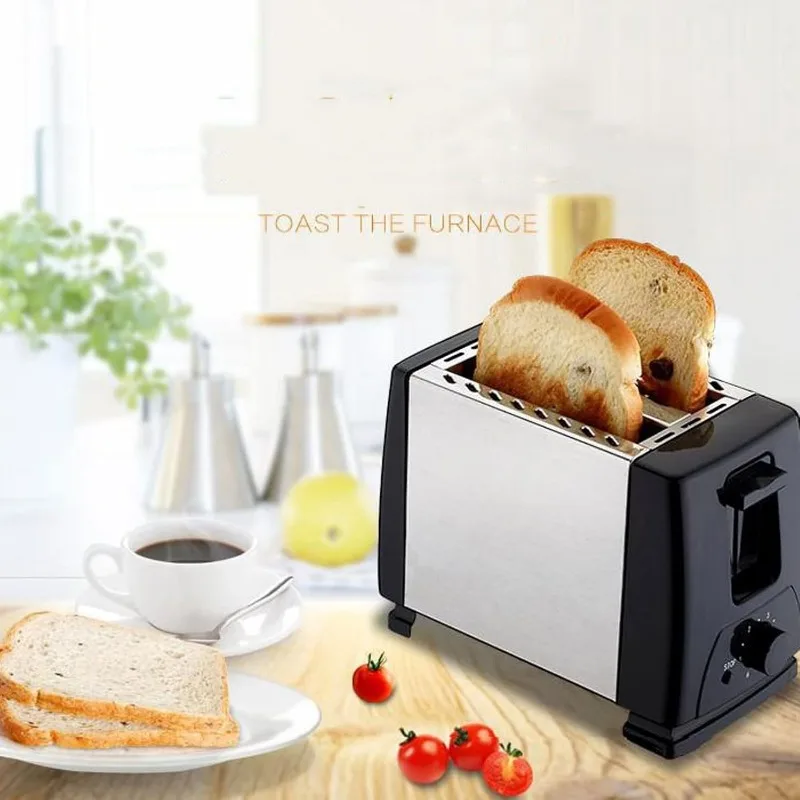 750W Electric 2-Slice Toaster Machine with Removable Crumb Tray, 6-Shade Toast Setting, Compact for Toasting Puff Pastry Waffles