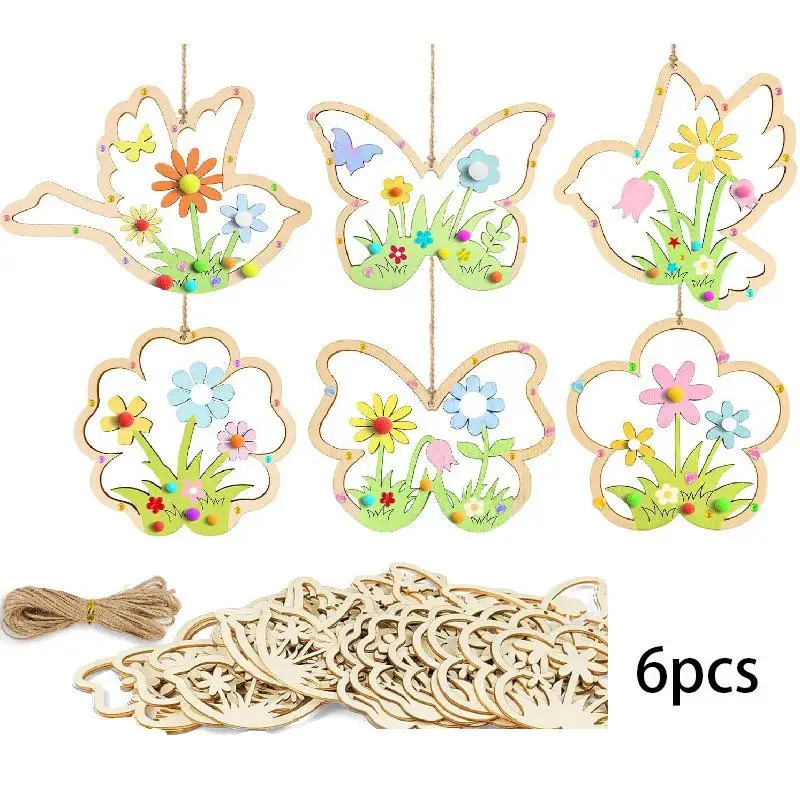 *6Pcs Wooden Butterfly Shaped Ornaments, Home Decor, Mini Wood Crafts For Birthday Parties, Garden, Yard And Holiday Decorations