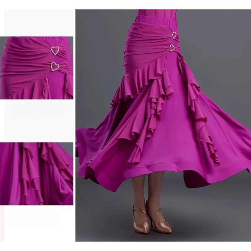 Robe de danse moderne personnalisée, jupe mi-longue pour femmes, nouvelle jupe de compétition de valse de danse Standard national