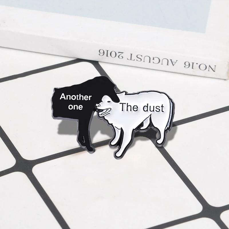 Dogs Bite The Dust Enamel Pins Custom Song Brooches Lapel Badges Cartoon Funny Animal Jewelry Gift for Kids Friends