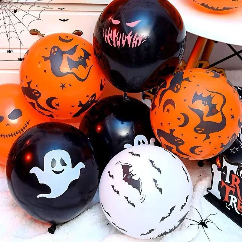 Halloween Orange Black Pumpkin Skeleton Ghost Latex Balloon for Halloween Party Round Balloons Decoration Supplies Wholesale