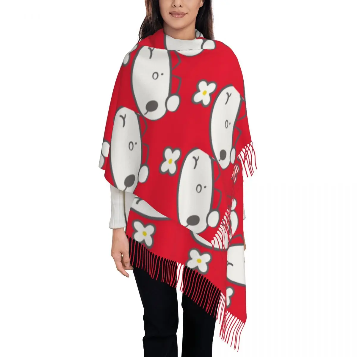 

Custom Ladies Long Melody Cartoons Scarves Women Winter Fall Soft Warm Tassel Shawl Wrap Scarf