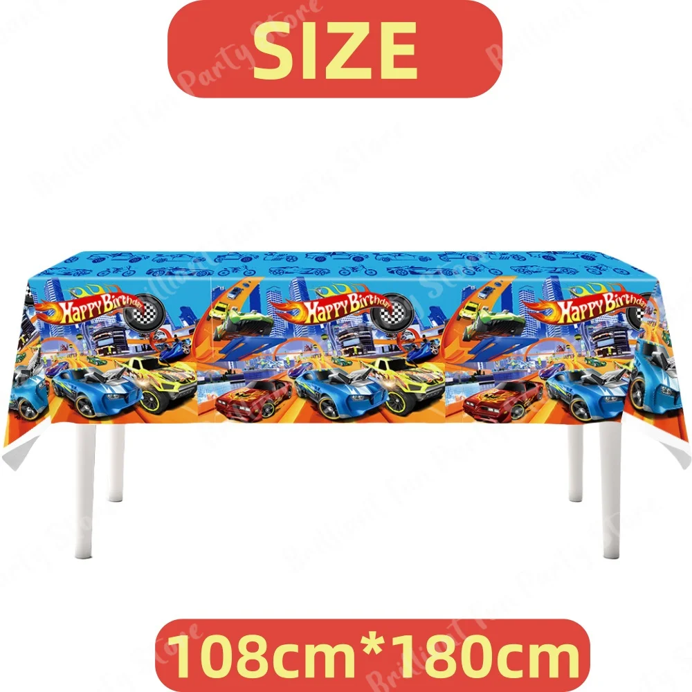 2 Pieces Hot Wheels Party Disposable Plastic Tablecloth For Kids Boys Racing Car Birthday Baby Shower Party Decorations Supplies