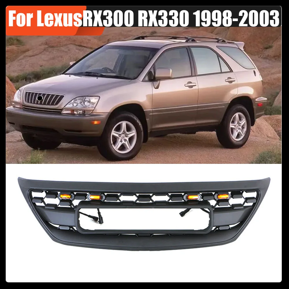 

ABS Front Bumper Grills Upgrade Racing Grille Radiator Grille With Letter Mesh Cover Grills For Lexus RX300 RX330 1998-2003