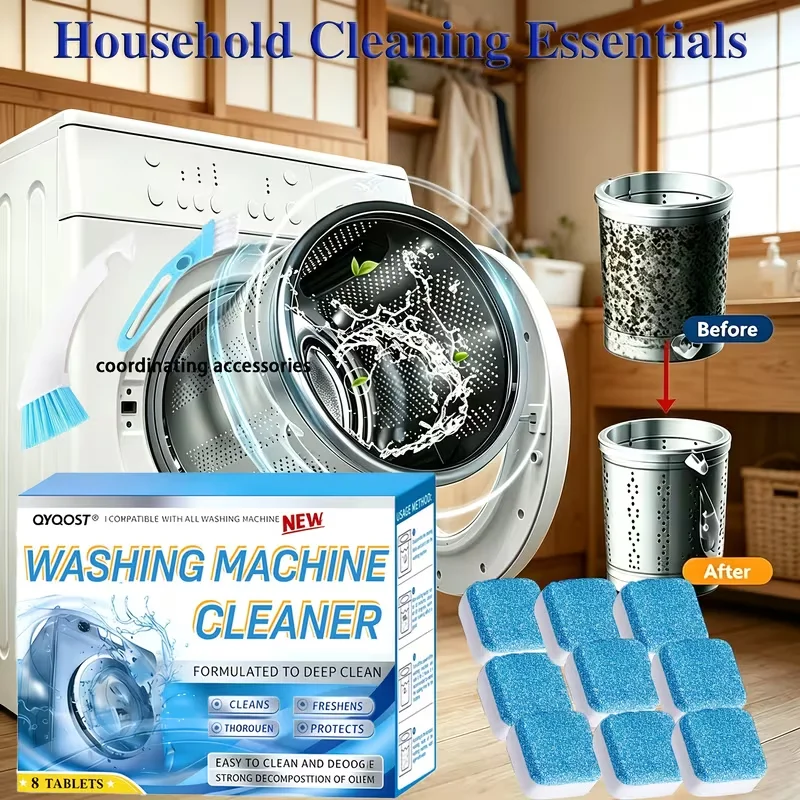 7/24/48Pack Washing Machine Cleaner Descaler Tablets, Foaming Deodorizer, Safe for HE Front Load & Top Load Washers, Deep Clean Inner Drum & Tub Gasket, Up to 12‑Month Supply