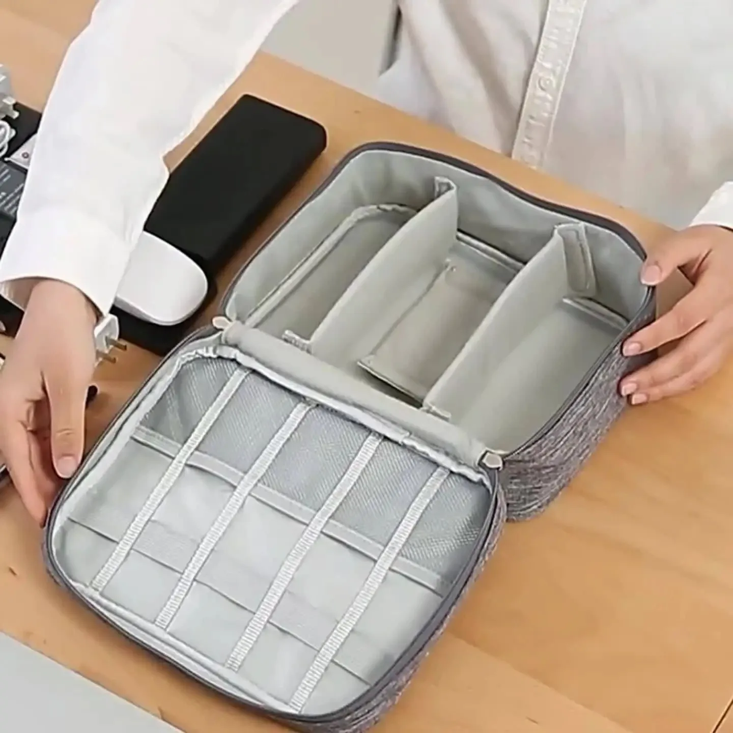 Multi-function large capacity storage bag, easy to carry travel digital storage bag, data line digital product bag image 4