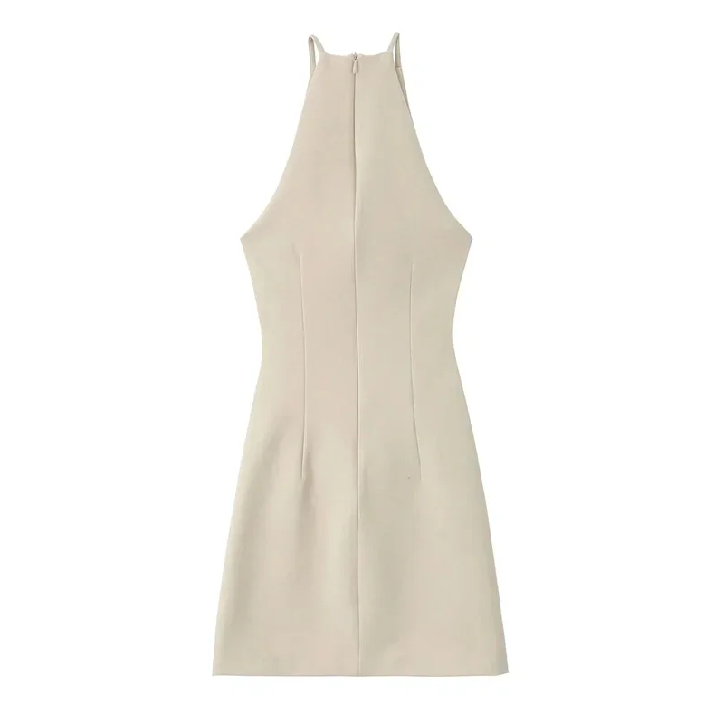 TRAF abito corto senza maniche donna abiti estivi con spalle scoperte 2024 Mini abiti con cavezza ritagliati per le donne abiti da festa Sexy da donna