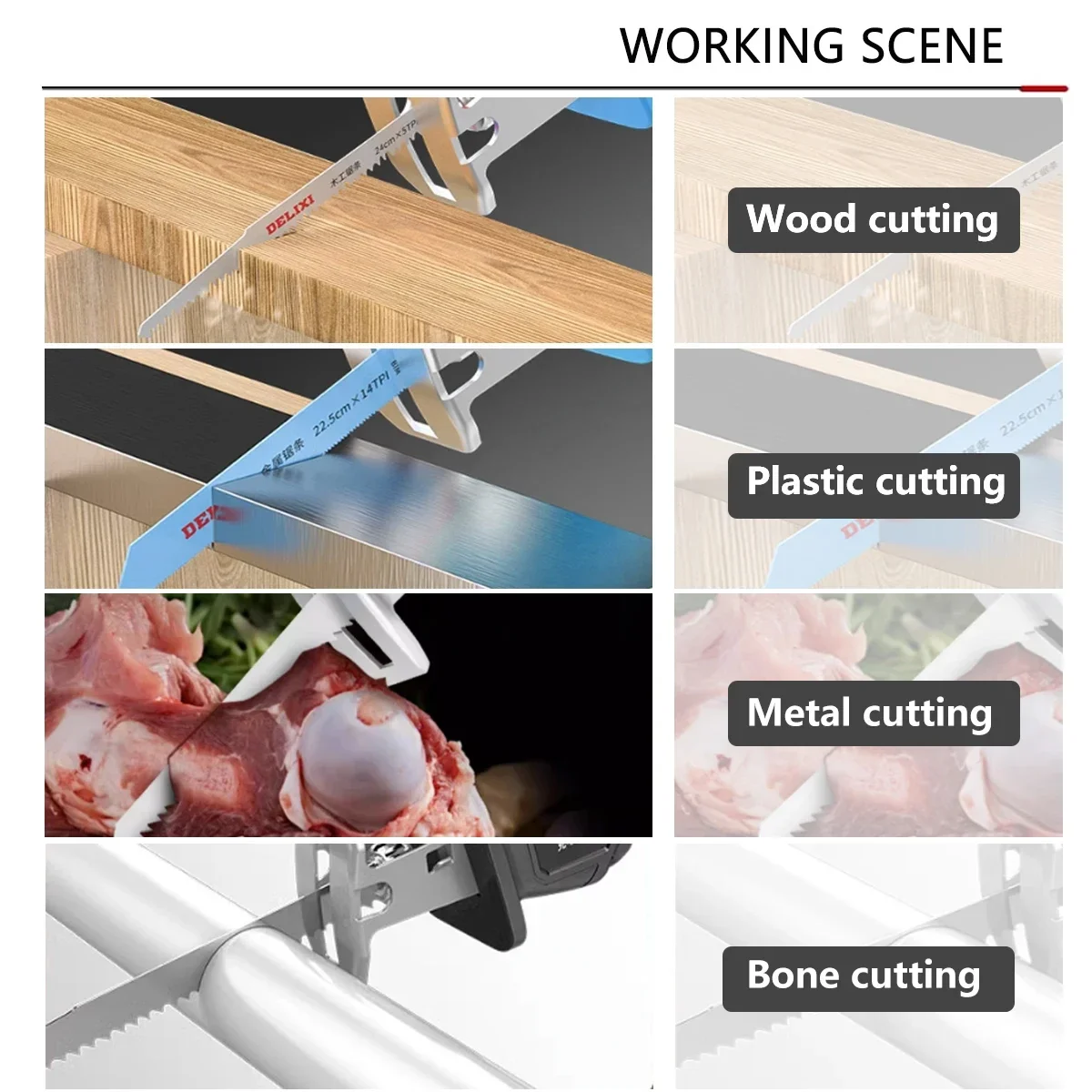 Akku-Säbelsäge, 18 V, einstellbare Geschwindigkeit, Bandsäge, elektrische Säge, Holz, Metall, PVC, Rohrschneiden, passend für Makita 18 V Akku