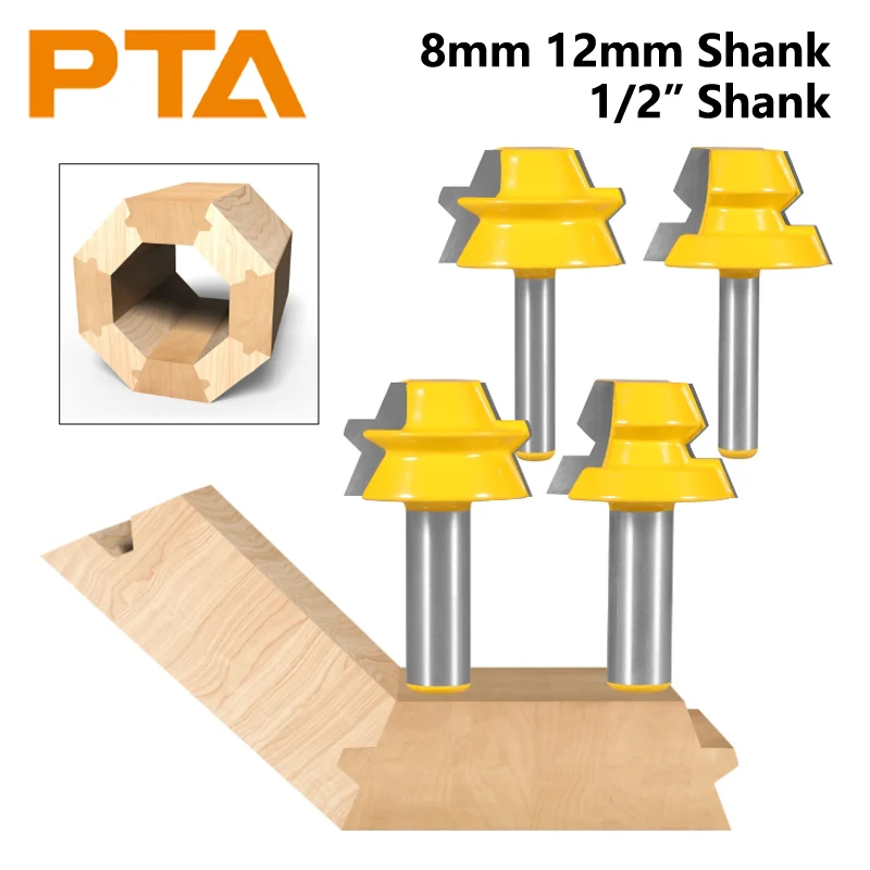 2 Pieces per Set Lock Miter Tenon Router Bits 8MM 12MM 12.7MM Shank Woodworking Milling Cutter for Wood End Mill