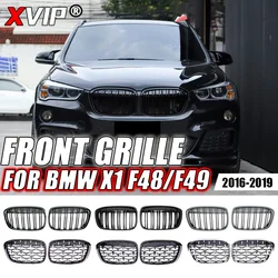 XVIP Carbon Double Line Style Front Racing Grilles For BMW X1 F48 F49 2016-2019 Chrome Diamonds Style Upper Grills Accessories