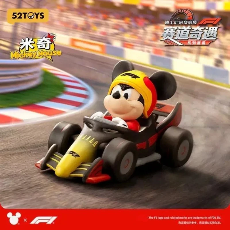 52TOYS Mickey Friends F1 Race Day Figure Blind Box Donald Duck Doll Ornament Model Cute Desktop Decoration Mystery Bag Toy Gift