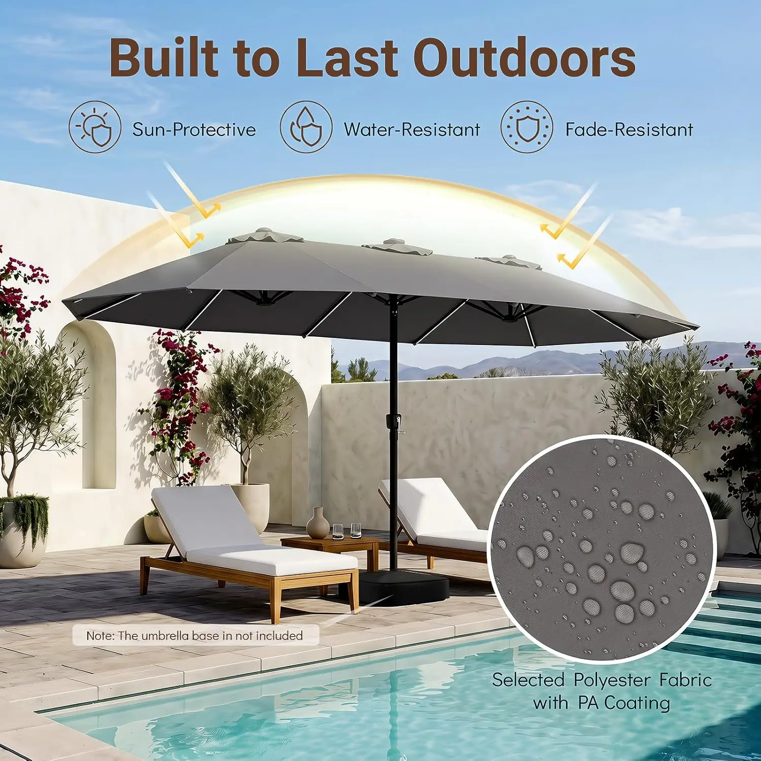 15.5 FT Patio Umbrella with Solar Lights | 144 Multi-Colored LED Lights, Extra Large, 12 Modes, 12 Sturdy Ribs,Customized