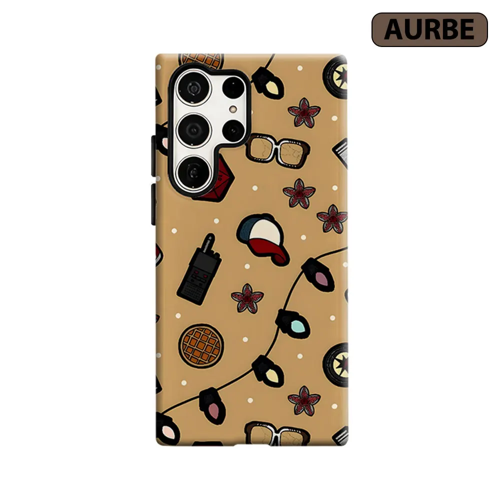 Funda de teléfono Stranger Things Doodle para Samsung Galaxy S26 S25 S24 S23 Ultra Plus HD, cubierta de película de doble capa dura