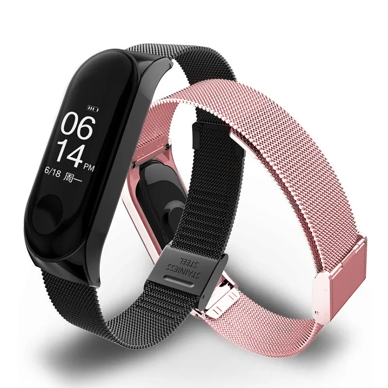 Stainless Steel Sports Strap For Xiaomi Mi Band 6 5 4 Smartwatch Bracelet Smart band Rose Gold For MIBand5 mi5 MI band5 Metal