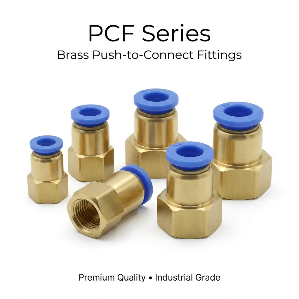 Air Pipe Fitting, PCF Series Pneumatic Brass Fitting for 4-12mm Hose Tube, BSP Female Thread,1/8
