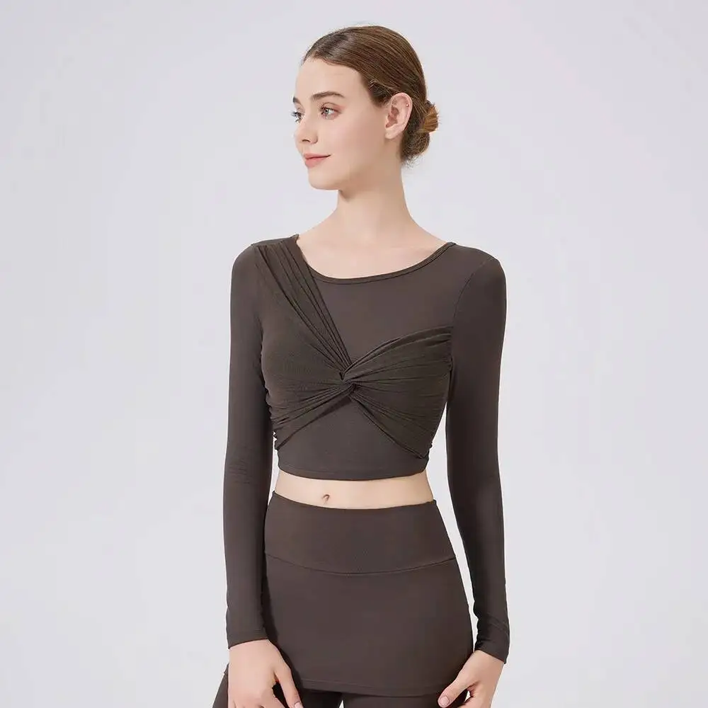 

Женская спортивная футболка S Knot с длинными рукавами и подушечками на груди, быстросохнущий утягивающий сетчатый топ для активного ношения