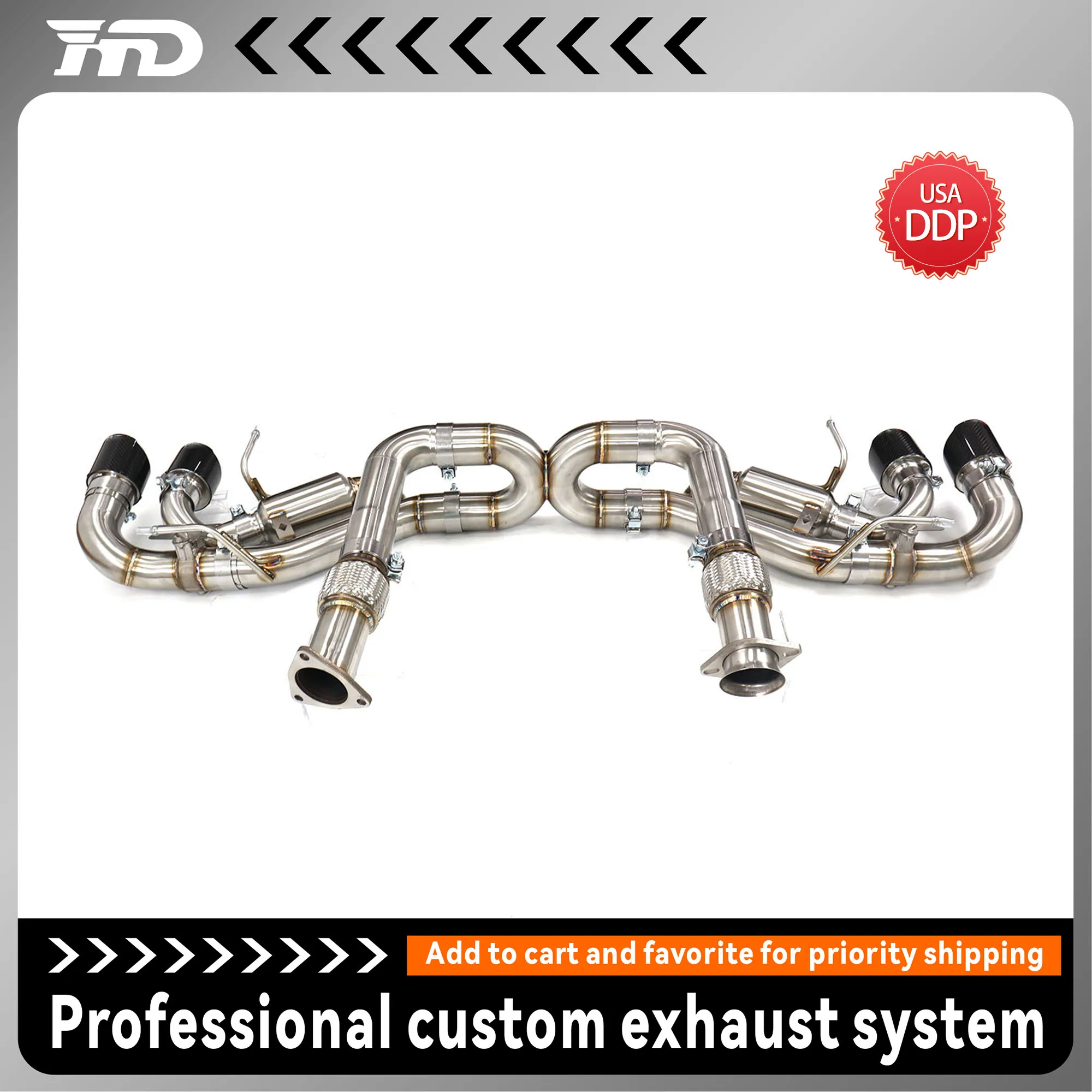 HMD Performance Catback for Chevrolet Corvette C8 Z51 HMD Exhaust System Stainless Steel Muffler With OEM Valve