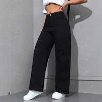 Denim Wide Leg Pants Women Streetwear Jeans Washed Distressed High Waist Straight Trousers Female Vintage Basics Floor Length 2