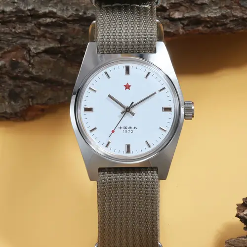 Imagen 1 del producto Reloj mecánico vintage para hombre Shanghai 7120 Movimiento manual Reloj de pulsera clásico de 36 mm Cristal acrílico 3D Estilo retro Regalo para él