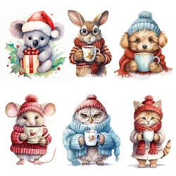 C218# Winter Cat Puppy Mouse Rabbit Wall Sticker Bathroom Toilet Decor Living Room Cabinet Refrigerator Home Decoration Decals