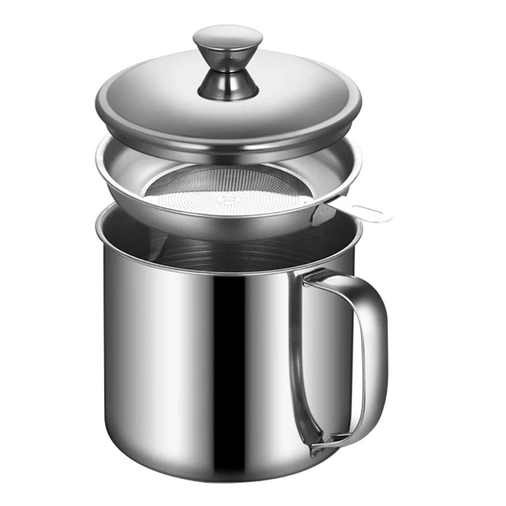 

Stainless Steel Filter Cup Oil Separator Grease Storage Pot Tuna Strainer Food Soup Kitchen Can Grilling Accessories