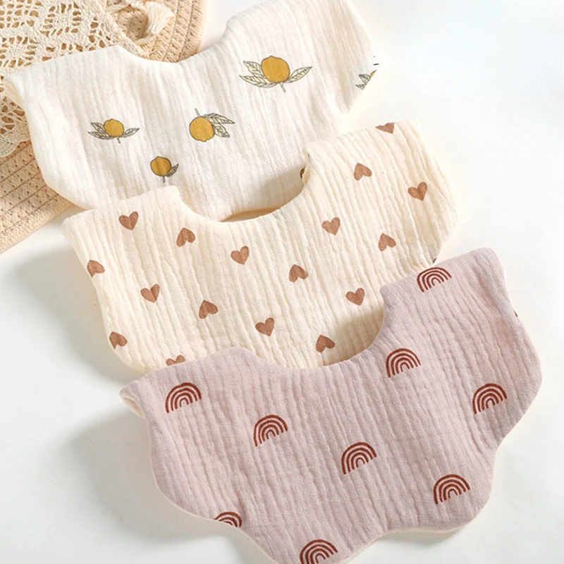 Baby Feeding Bibs 360 Degree 6 Layers Cotton Yarn Petal Infants Lace Saliva Towel Newborn Toddler Soft Cotton Burp Cloth Kid Bib