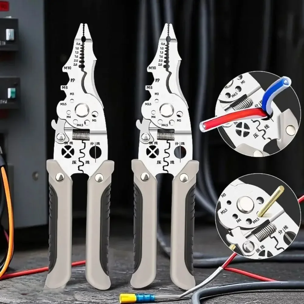 High Hardness Electrician Plier Professional Rust-proof Wire Stripper Stainless Steel Electrical Wire Crimper Repair Toolbox