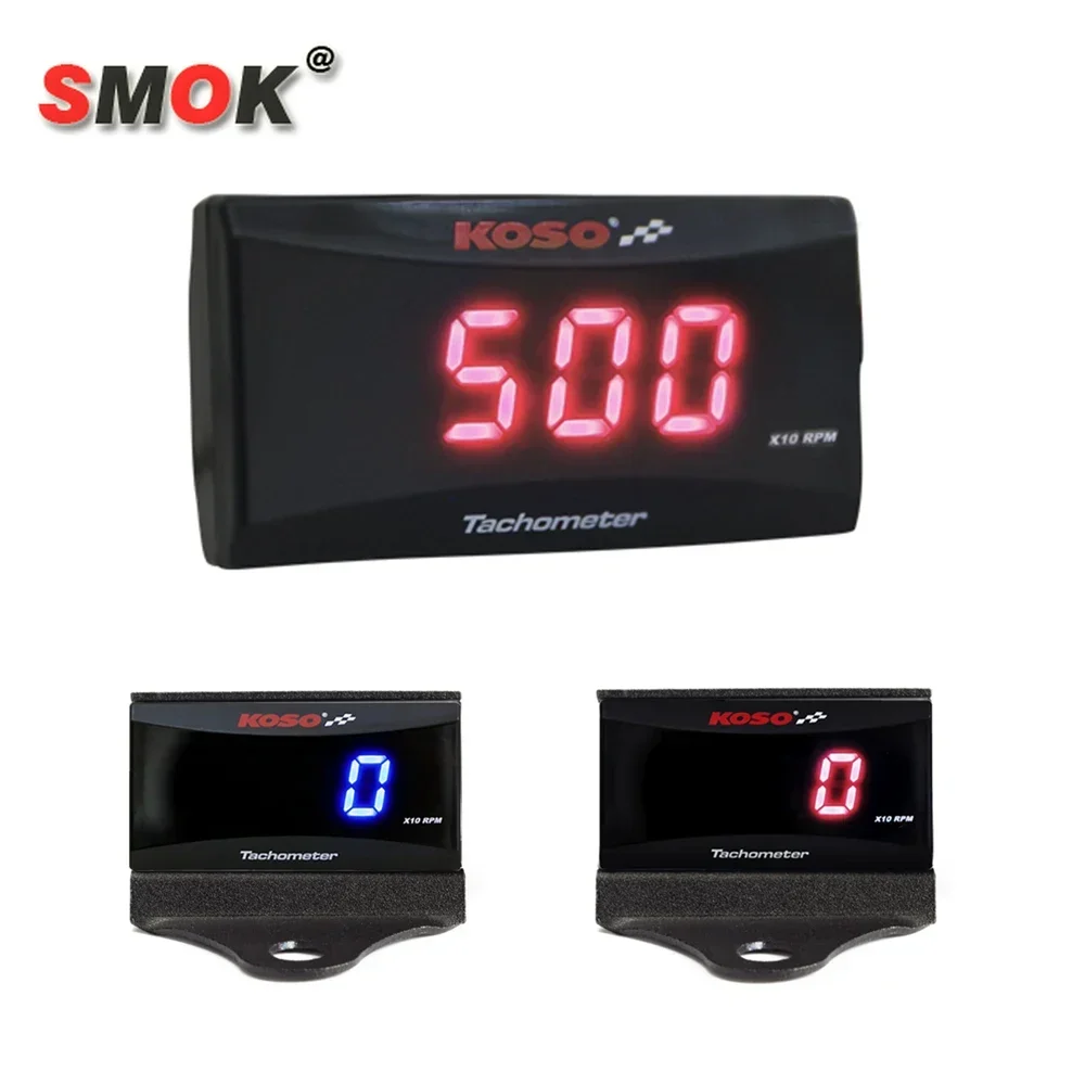 Koso Mini RPM Meter Digital Square LCD Display Engine Tach Hour Tachometer Gauge for Racing Motorcycle BMW YAMAHA KAWASAKI