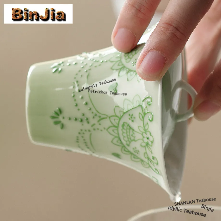 120ml Arita Porcelain Green Curtain Beads Gaiwan Antique Tea Tureen Tea Bowl With Lid Kit Tea Maker Cover Bowl Tea Items Craft