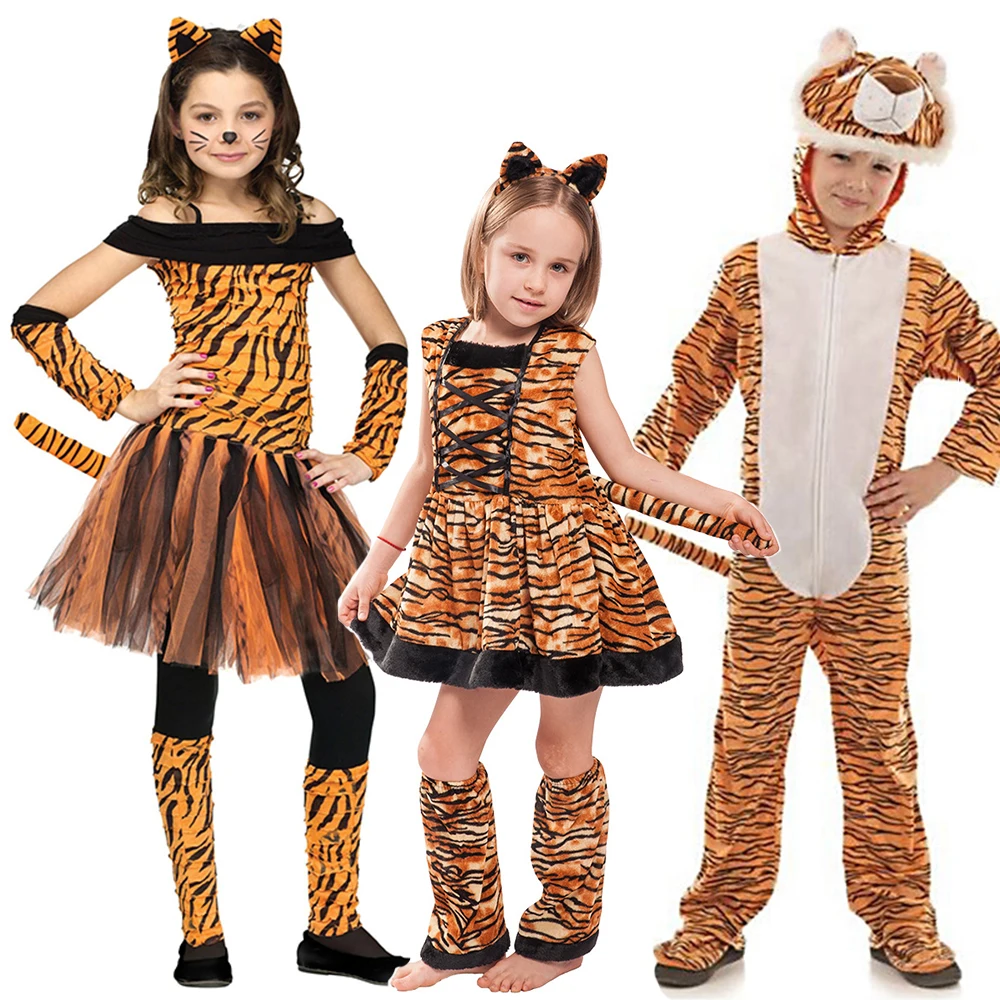 

Miss Tiger Child Costume Animal Kids Tiger Costume Girls Tigress Fancy Dress Up Halloween Party Outfit Toddler Purim New Arrival